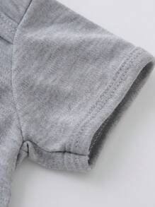 Baby Girls' Short Sleeve Bodysuit With Slogan Print - Grey - View 5