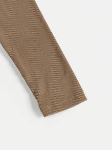 Muchica Áo thun Xù màu trơn Giải trí - Màu nâu  Mocha - Xem 4