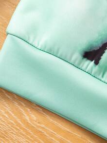 Young Girl Cat Print Drop Shoulder Sweatshirt - Mint Green - View 6