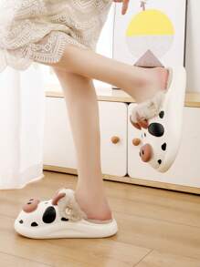卡通風格女款易清潔新款eva拖鞋,防水,厚底,防滑耐用,適合室內冬季使用 - 白色 - 查看 2