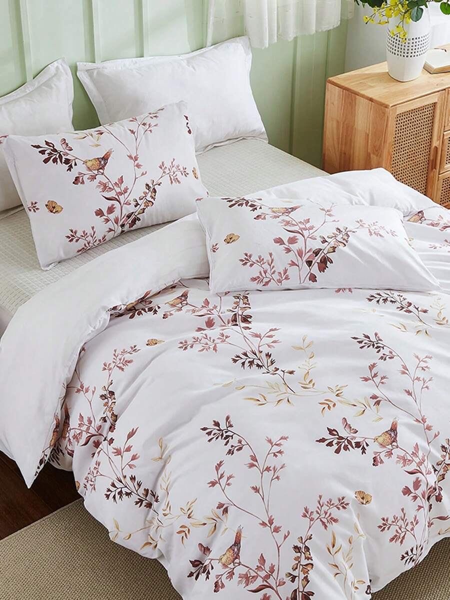 3pcs Modern American Style Home Bedroom Four Seasons Universal Simple Fashionable Fresh Polyester Microfiber Multi-Colored Digital Printed Quilt Cover Set (1 Quilt Cover + 2 Pillowcases, No Filling) - Multicolor - View 1