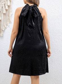 SHEIN Clasi 女款大尺碼豹紋提花後結結塑身連身裙