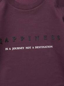 RueChic Men Slogan Graphic Raglan Sleeve Sweatshirt - Burgundy - View 3