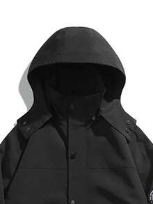 男士春秋貼花連帽夾克 - 黑色 - 查看 4