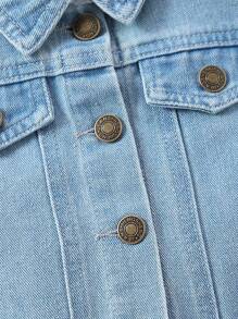 Chaleco De Mezclilla Con Flecos Para Niñas Pequeñas - Lavado ligero - Ver 5