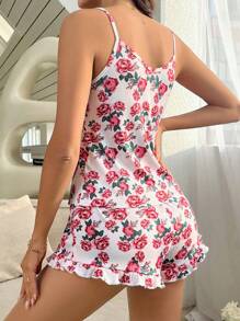 Ladies' Flower Printed Pajamas Set - Multicolor - View 2