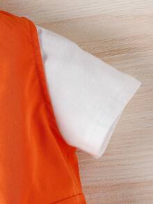 嬰兒男童工裝休閒套裝 - 橘色 - 查看 4