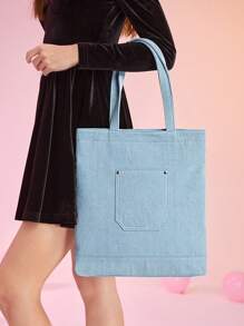 SHEIN MOD 女士時尚大容量單肩包 - 淺藍色 - 查看 4