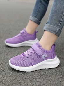 Spring Breathable Lightweight Girls' Casual Outdoor Running Shoes, Butterfly Pattern Sports Shoes - Purple - View 7