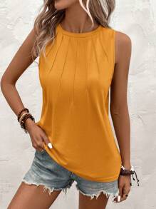 SHEIN Clasi Solid Color Loose Fit Round Neck Sleeveless Tank Top For Summer For Casual Wear