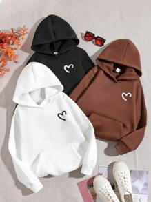 SHEIN 少女心形印花卫衣三件套 - 彩色 - 查看 5