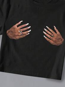 INAWLY Women's Short Sleeve Hand Printed Round Neck T-Shirt