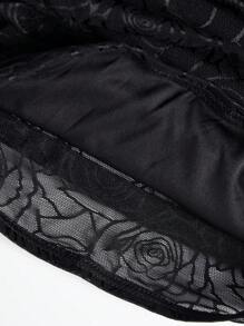 SHEIN Sweetro 女士提花褶皺無肩帶裙 - 黑色 - 查看 8