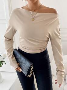 SHEIN Privé 2入組女士褶皺寬鬆T恤 - 黑色 - 查看 2