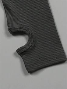 Summer Gray Sexy Ribbing Club Skim Jumpsuit Romper For Women  - Grey - View 3