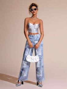 SHEIN BAE 女性牛仔褲,帶口袋