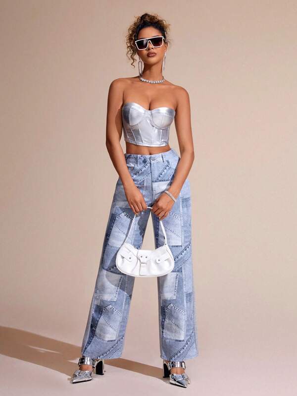 SHEIN BAE 女性牛仔褲,帶口袋