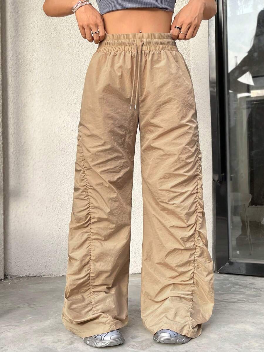 SHEIN Coolane 時尚束口腰馬甲褲 - 棕色 - 查看 1