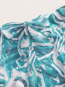 SHEIN Swim Summer Beach Women's Marble Printed Cover Up Pants - Multicolor - View 8