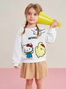 HELLO KITTY AND FRIENDS | SHEIN 年輕女孩卡通字母印花運動衫 - 白色 - 查看 4