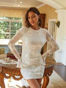 Anewsta 女式露背裙配有3d花卉裝飾