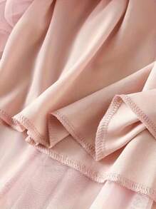 Ruffle Hem Pleated Tulle Skirt - Dusty Pink - View 4