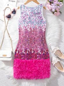 SHEIN Explorewe Tween Girls' Sequin Tank Dress - Multicolor - View 2