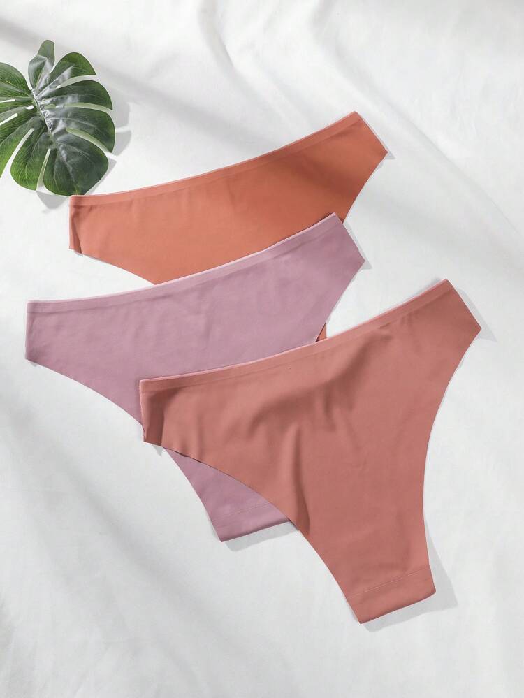 Women'S Plus Size Seamless Triangle Panties ,3 Pcs