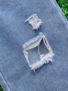 2pcs/Set Spring/Summer Baby Girls' Letter Print Denim Short With Distressed Effect And Sleeveless Top, Fashionable Outfits