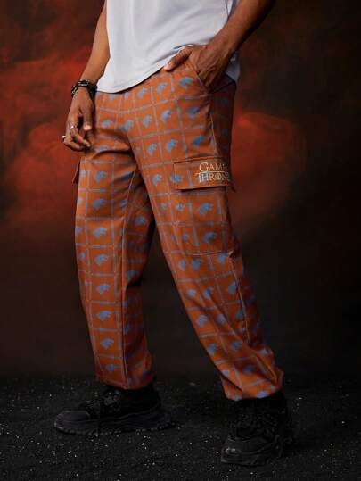 Game of Thrones X SHEIN Nam Giường đôi In Mẫu chữ Flip Túi Giải trí Quần