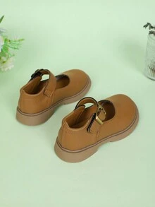 1雙男童皮鞋,時尚英式風格,軟底,適合大童,幼兒和女童,啡色,適用於春秋季,平底鞋,適用於表演 - 棕色 - 查看 3