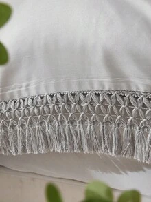 3pcs/Set Gray Fringe Mesh Polyester Bedding Set - Grey - View 14