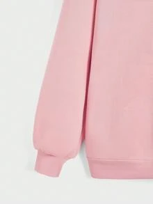 ROMWE Kawaii 女士休閒可愛兔子和旗語印花連帽衫 - 粉色 - 查看 4