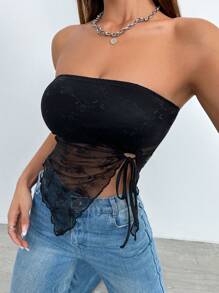 SHEIN Unity Seno Nudo Cima In Pizzo - nero - Visualizzare 5