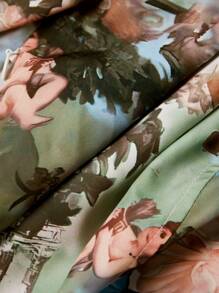 SHEIN Unity Women's Angel Print Off Shoulder Blouse - Multicolor - View 6