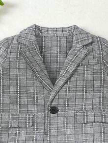 嬰兒男寶格裝套裝,包括西裝外套和長褲,適用於演講、表演、生日派對、正式場合 - 灰色 - 查看 6