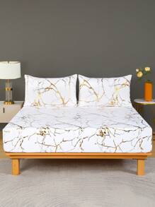 柔软奢华超细纤维床笠套装 - 闪亮浮雕石头图案 - 最佳床单 - 2/3 件（1 床笠 + 1/2 枕套） - 有单人床、特大号床、单人床、大号床、双人床、全尺寸可供选择