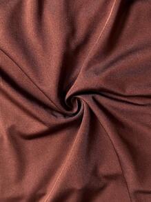 Slaydiva 加大尺碼露背無袖緊身連體褲,仙人掌頸空心後背 - 棕色 - 查看 6