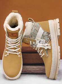 男士靴子靴子黃色靴子高筒靴工作靴大頭靴摩托車靴四季靴 - 黃色 - 查看 3