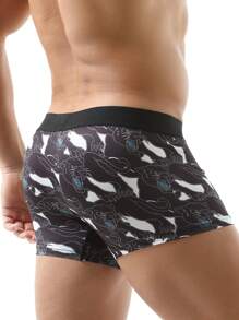 Bóxers Tipo Bermuda Con Estampado Animal Para Hombre - Negro - Ver 3