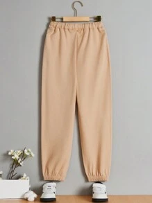 SHEIN Tween Boys' Casual Comfortable Loose Solid Color Sweatpants