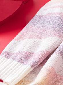 SHEIN LUNE Jersey De Cuello Redondo Para Mujer De Talla Grande Con Bloque De Color Y Sin Cierre