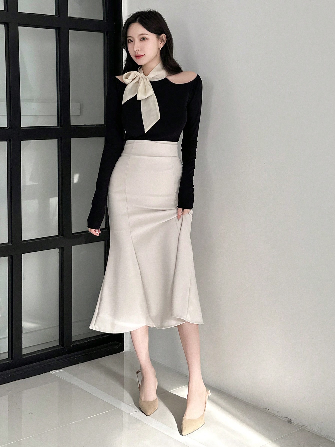 DAZY قميص تي شيرت نسائي بأكمام طويلة وفتحة كتف، مل...