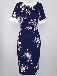 Women's Retro Bodycon Knee-Length Formal Office Dresses Work Pencil Dress - Khaki - View 3