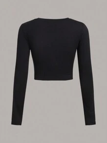 SHEIN EZwear 3入組簡約口號長袖女緊身T恤，我不在乎 - 彩色 - 查看 4