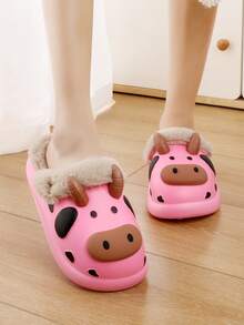 女款可愛卡通eva拖鞋防水易清潔防滑耐磨踩舒適柔軟家居室內厚底保暖鞋 - 西瓜粉 - 查看 7