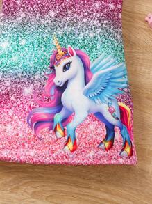 SHEIN GraphicGems 年輕女孩獨角獸印花背心a字裙 - 彩色 - 查看 6