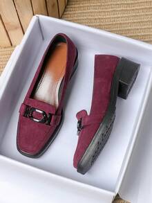 Women's Chunky Heel Mary Jane Shoes With Non-Slip & Waterproof Platform For Outside Wear, Large Sizes 41-42, Fall/Winter 2023 New Arrival - Burgundy - View 5
