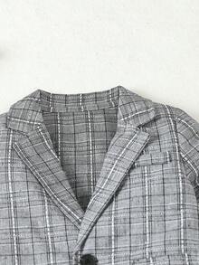 嬰兒男寶格裝套裝,包括西裝外套和長褲,適用於演講、表演、生日派對、正式場合 - 灰色 - 查看 3