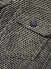 Men's Corduroy Jacket With Flap Pocket - Army Green - View 3